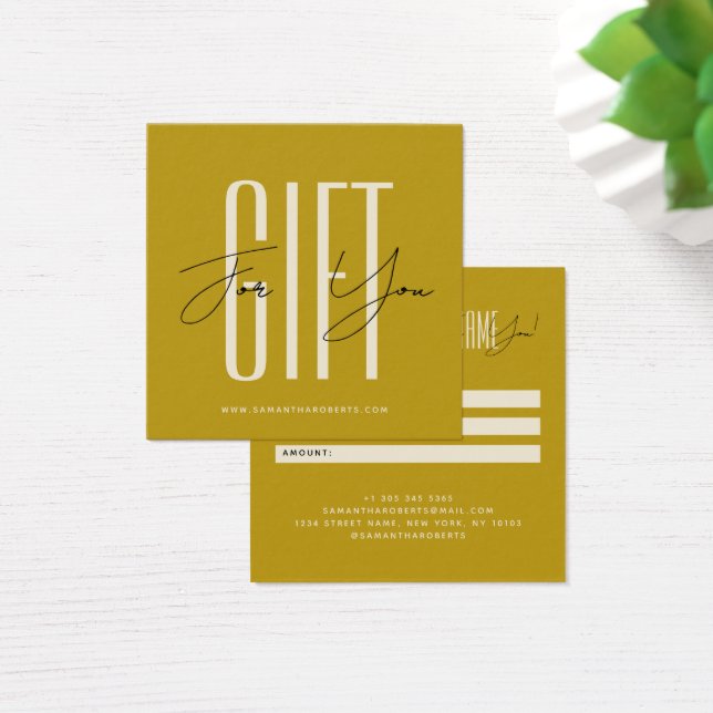 carte cadeau dorée écriture typographique entrepri (Bureau)