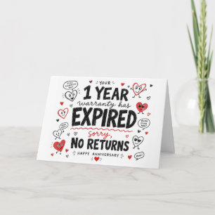 Carte Cadeau drôle 1er anniversaire cœur dessiné à la ma