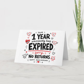 Carte Cadeau drôle 1er anniversaire cœur dessiné à la ma