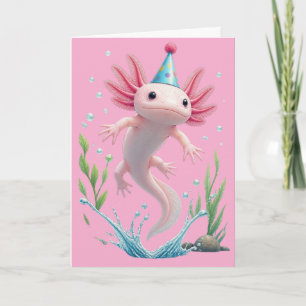 Carte Cadeau drôle d'anniversaire d'Axolotl mignon