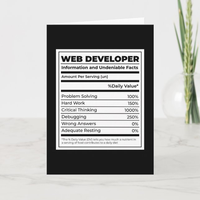 Carte Cadeau drôle de développeur Web neutritunal (Devant)
