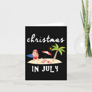 Carte Cadeau drôle de Noël en juillet avec Santa surfeur