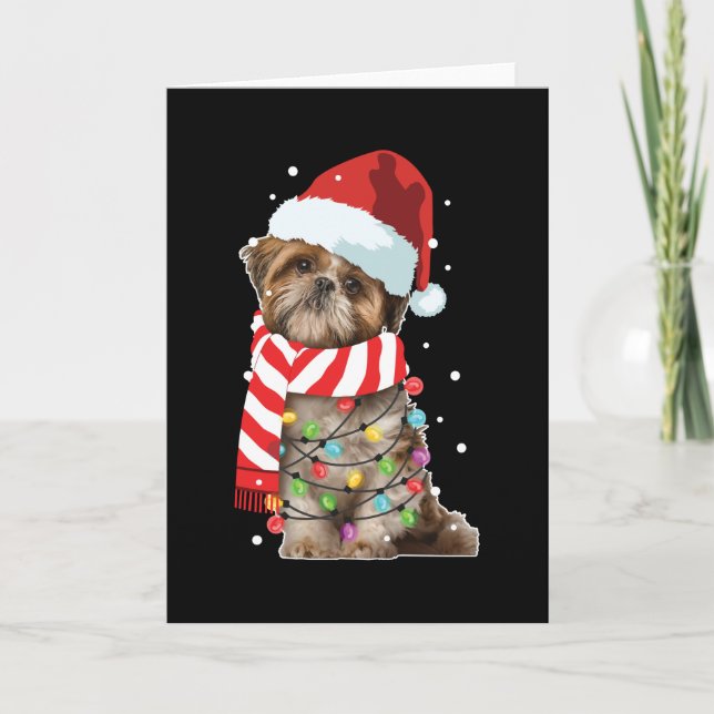 Carte Cadeau drôle de Noël pour amateur de chien Shitzu  (Devant)