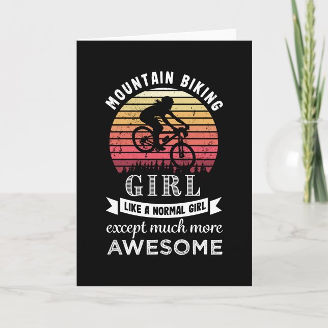 Carte Cadeau drôle de VTT pour fille en VTT (Devant)