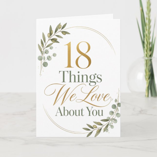 Carte Cadeau du 18e anniversaire 18 choses que nous aimo (Devant)