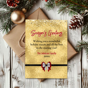 Carte Cadeau élégant rouge or Noël nouvel an salutations