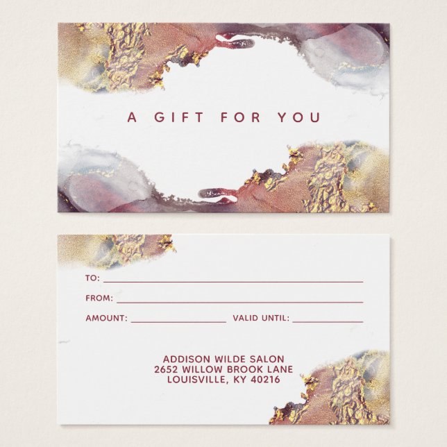 Carte Cadeau En Encre Liquide D'Art Moderne Purple (Devant & derrière)