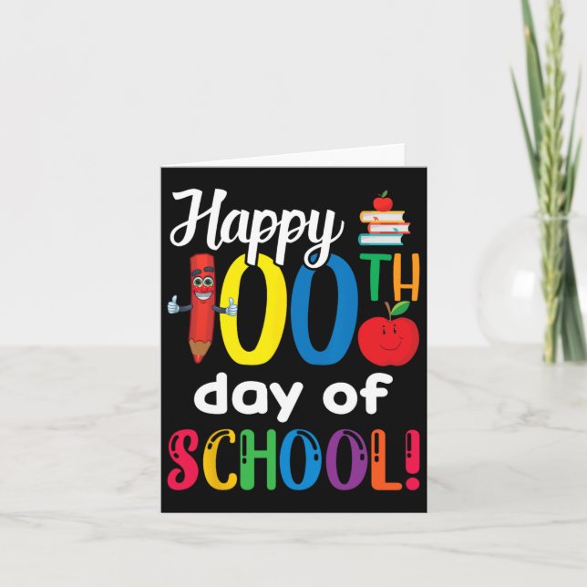 Carte Cadeau Enseignant Enfants Heureux 100e Jour De L'É (Devant)