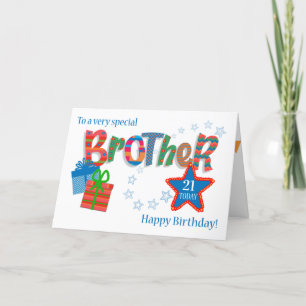 Carte cadeau et étoiles d'anniversaire de frère d'