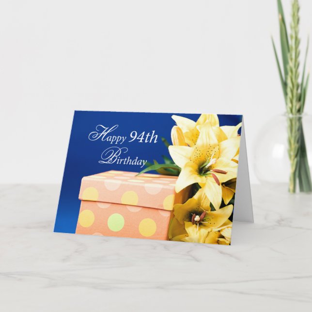 Carte Cadeau et Lys pour l'anniversaire de 94 ans (Devant)