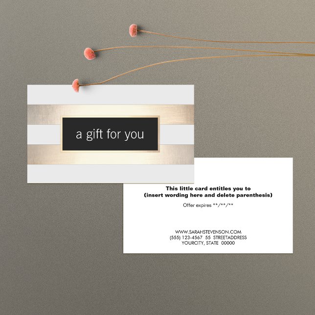 Carte cadeau Faux Gold Foil et Black Striped Retai (Créateur téléchargé)