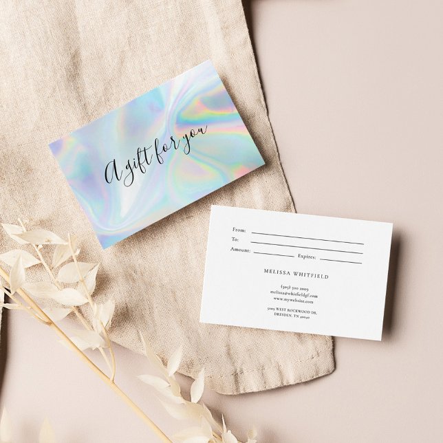 Carte cadeau Faux Iridescend Blue Holographic (Holographic Business Vouchers and Gift Cards)