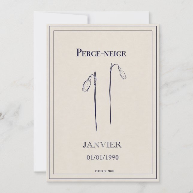 Carte cadeau fleur de naissance personnalisable  (Devant)