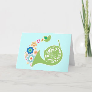 Carte Cadeau Flowery French Horn Music