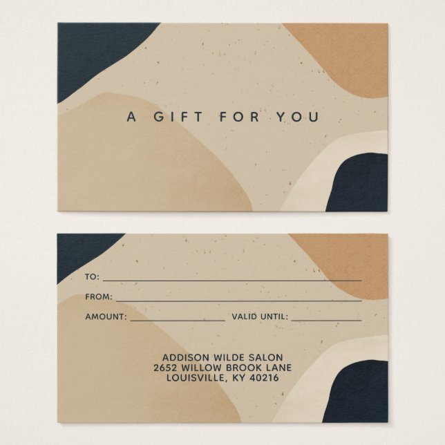 Carte Cadeau Formes Abstraites Modernes Bleu Marin (Devant & derrière)