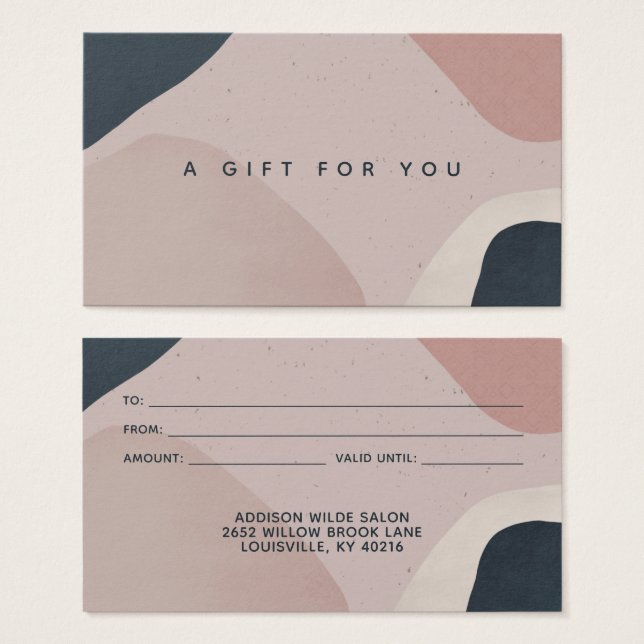 Carte Cadeau Formes Abstraites Modernes Bleu Marin (Devant & derrière)