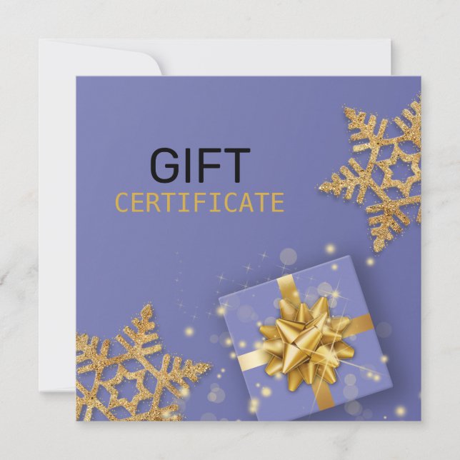 Carte cadeau Gold Bow Parties scintillant Snowflak (Devant)