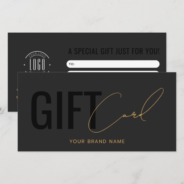 carte cadeau grise noire logo moderne professionne (Devant / Derrière)