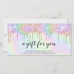 Carte cadeau holographique licorne parties scintil