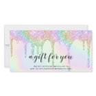 Carte cadeau Iridescente licorne parties scintilla