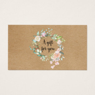 Carte Cadeau Kraft Couronne de Roses Rustique
