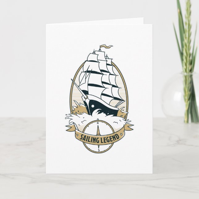 Carte Cadeau légende de voile pour capitaine de bateau (Devant)