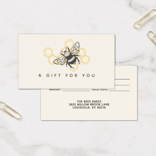 Carte Cadeau Logo Abeille Vintage Miel Rustique