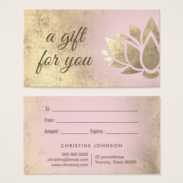 carte cadeau lotus (Devant & derrière)