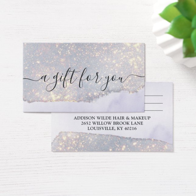 Carte Cadeau Luxe Paillettes Violet Holographique (Bureau)