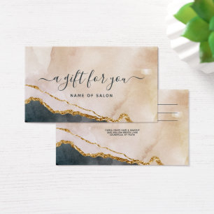 Carte Cadeau Marbre Rose Noir Or Script