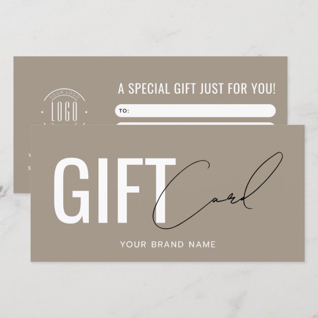 carte cadeau marron clair logo moderne professionn (Devant / Derrière)