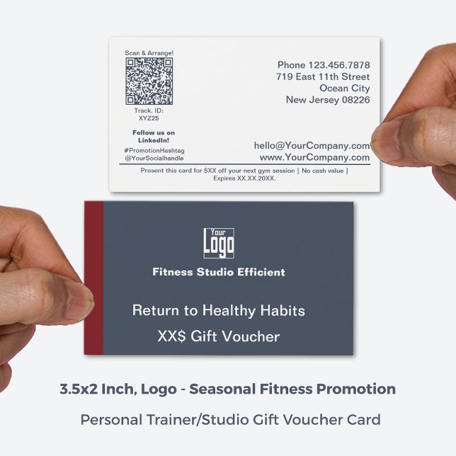 Carte cadeau mini Adaptable Gym Promo (3.5x2 Inch, Landscape Format, Minimal Adaptable Gym Promo Gift Voucher Card)