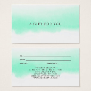 Carte cadeau minimaliste Ombre Mint Watercolor
