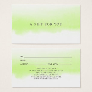 Carte cadeau minimaliste Ombre Vert Aquarelle