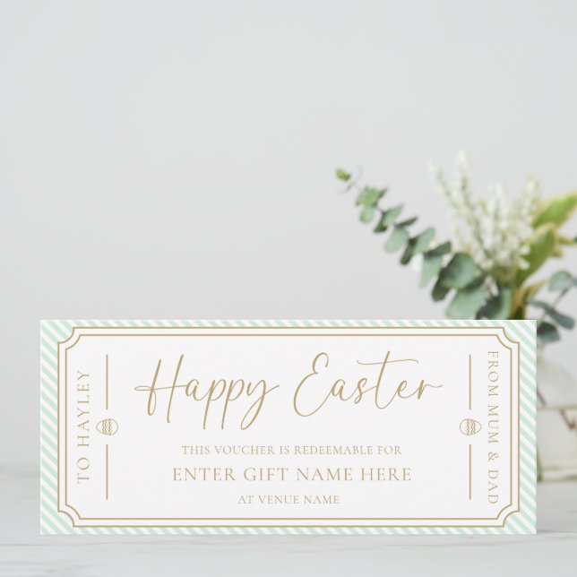 Carte cadeau Mint Green Happy Pâques (Debout devant)