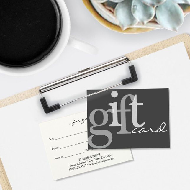 Carte cadeau moderne Gris Typographie Gris (Créateur téléchargé)