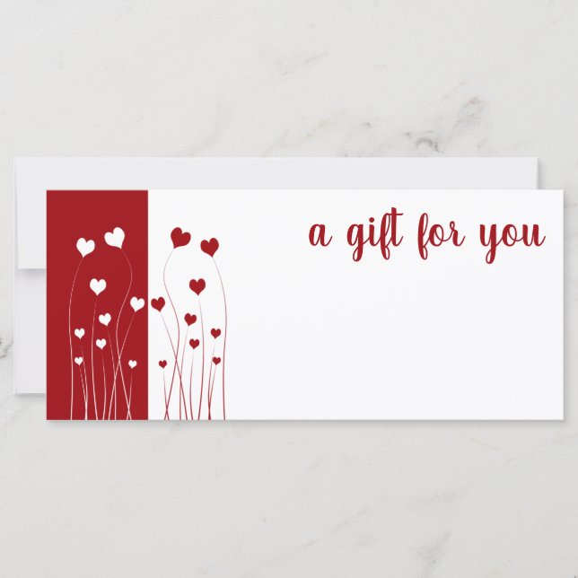 Carte cadeau moderne Red White Love Romantic Heart (Devant)