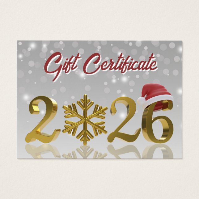 Carte Cadeau Or Grand 2026 Nouvel An (Devant)