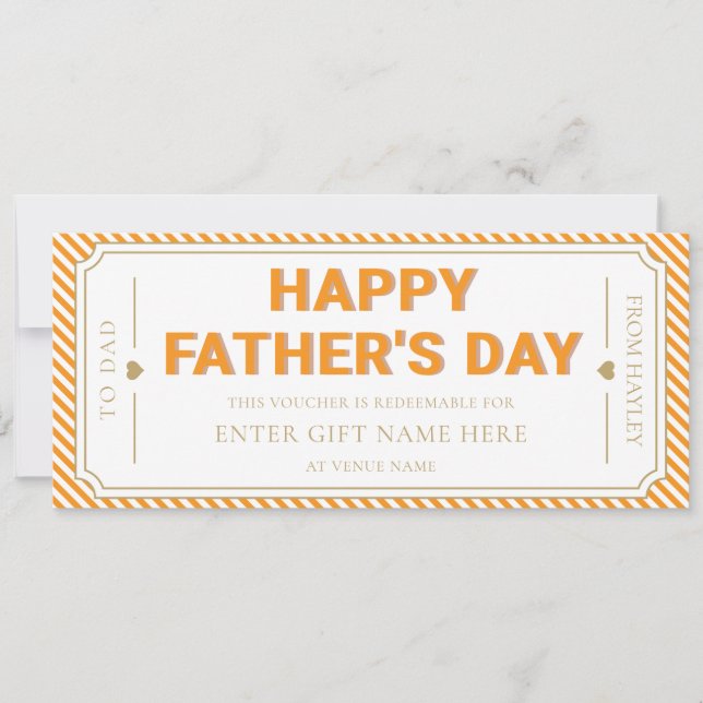 Carte Cadeau Orange Joyeuse Fête des Pères (Devant)