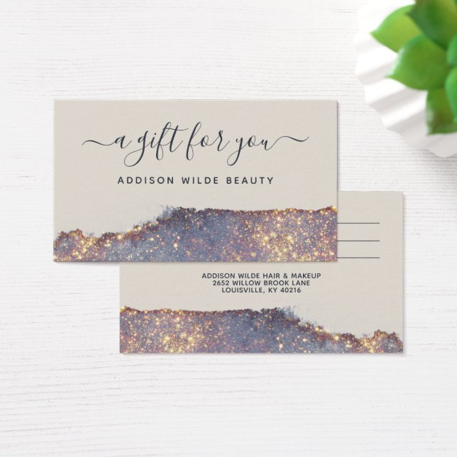Carte Cadeau Pailletée Glam Or Violet Iridescent (Bureau)