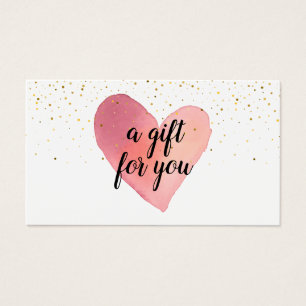 Carte Cadeau Paillettes Or Cœur Aquarelle