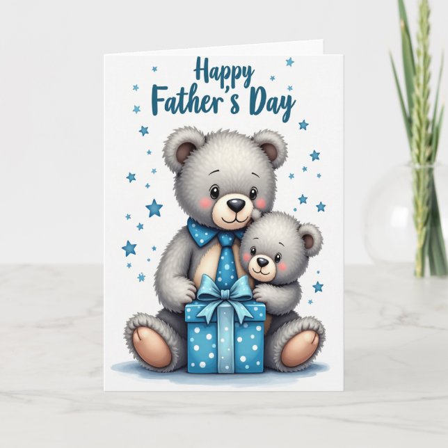 Carte Cadeau Peluche Douce Fête des Pères (Devant)