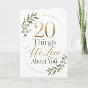 Carte Cadeau personnalisé 20 choses que nous aimons chez