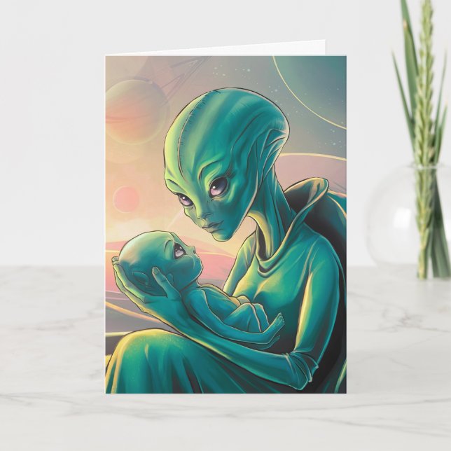 Carte Cadeau personnalisé de fête des mères extraterrest (Devant)