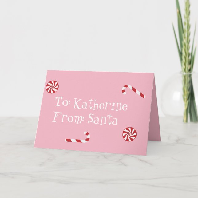 Carte Cadeau personnalisé de Noël Candy Rose de Père Noë (Devant)