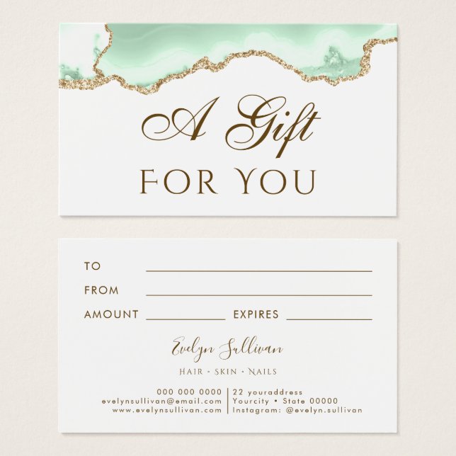 Carte cadeau Porte vert Seafoam (Devant & derrière)