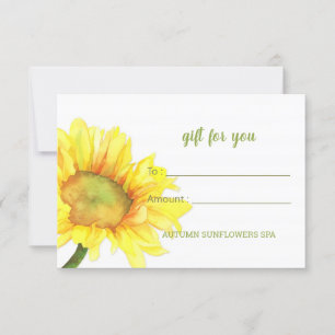 Carte cadeau pour affaires de Tournesol mignonne