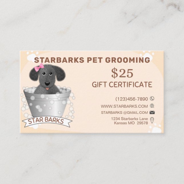 Carte cadeau pour animaux de compagnie Groomers (Devant)