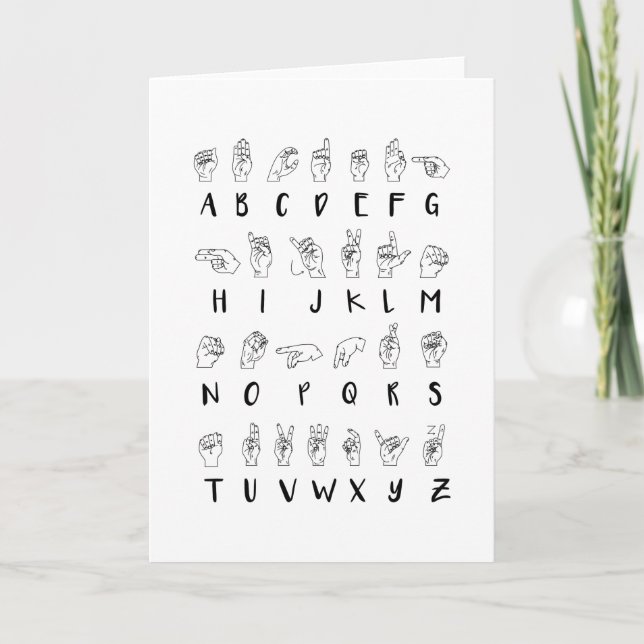Carte Cadeau pour apprenant l'alphabet de la langue des  (Devant)
