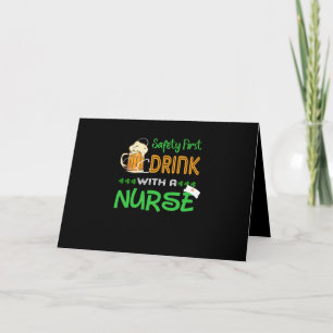 Carte Cadeau pour infirmière Sécurité d'abord, boire a